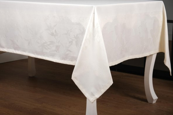 Finezza Çınar Lüx Jakar Bambu Kumaş Krem Masa Örtüsü 160x220 cm  - 1240 - 9