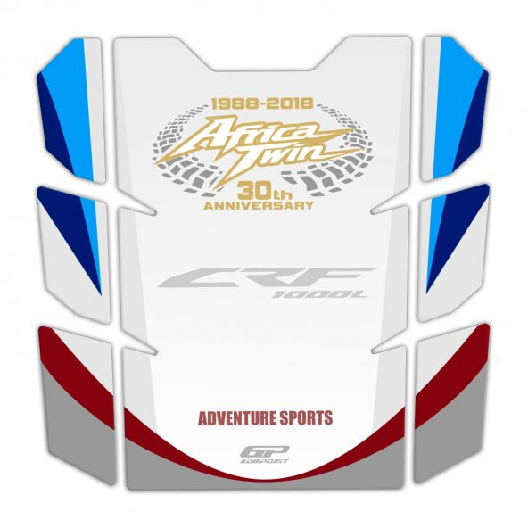 GP Kompozit Honda Africa Twin CRF1000L 2018-2019 Uyumlu Tank Pad Seti Tricolor