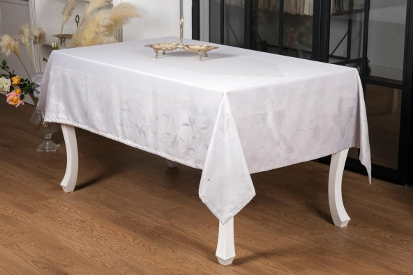 Finezza Çınar Lüx Jakar Bambu Kumaş Gri Masa Örtüsü 160x220 cm  - 1241