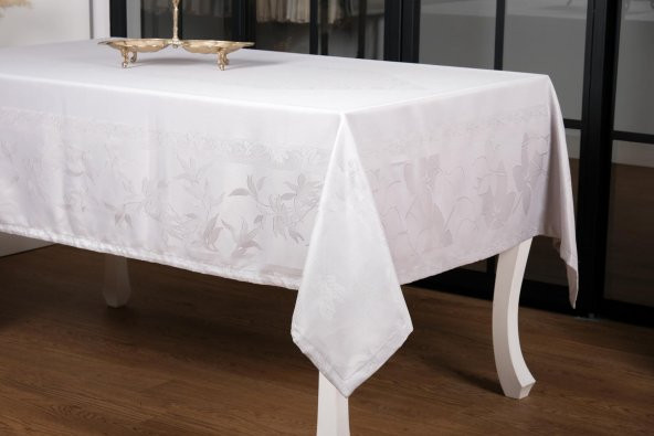 Finezza Çınar Lüx Jakar Bambu Kumaş Gri Masa Örtüsü 160x220 cm  - 1241 - 3