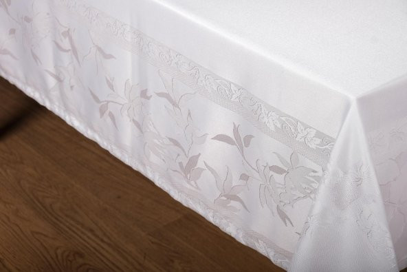 Finezza Çınar Lüx Jakar Bambu Kumaş Gri Masa Örtüsü 160x220 cm  - 1241 - 4