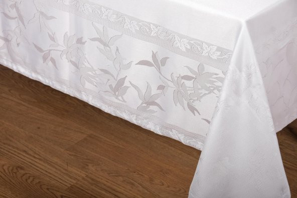 Finezza Çınar Lüx Jakar Bambu Kumaş Gri Masa Örtüsü 160x220 cm  - 1241 - 5