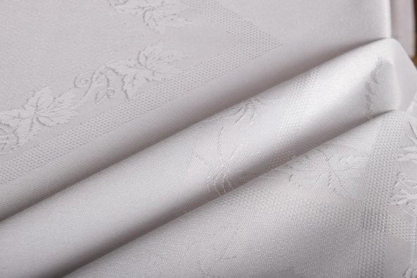 Finezza Çınar Lüx Jakar Bambu Kumaş Gri Masa Örtüsü 160x220 cm  - 1241 - 9