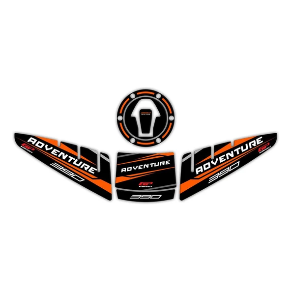 GP Kompozit KTM 390 Adventure 2020-2024 Uyumlu Tank Pad Seti Siyah-Turuncu - 1