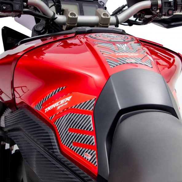 GP Kompozit Yamaha MT-09 Tracer 2015-2020 Uyumlu Tank Pad Seti Kırmızı-Karbon - 4
