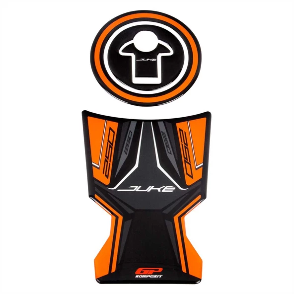 GP Kompozit KTM Duke 250 2017-2023 Uyumlu Tank Pad Siyah-Turuncu - 5