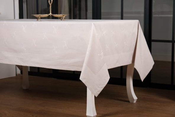 Finezza Rana Lüx Jakar Polycotton Gri Kumaş Masa Örtüsü 160x220 cm - 1242 - Resim 3