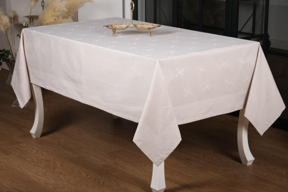 Finezza Rana Lüx Jakar Polycotton Gri Kumaş Masa Örtüsü 160x220 cm - 1242 - Resim 7