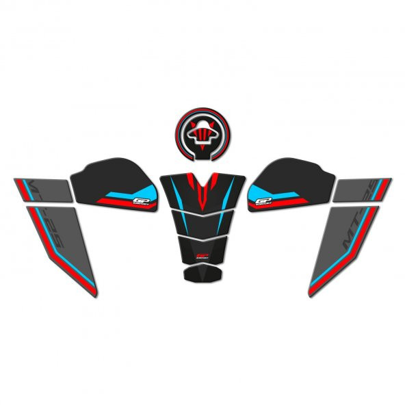 GP Kompozit Yamaha MT-25 2020-2024 Uyumlu Tank Pad Seti Mavi-Kırmızı - 2