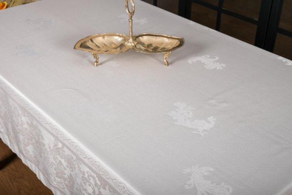 Finezza Raya Lüx Jakar Bambu Kumaş Gri Masa Örtüsü 160x220 cm  - 1243 - 10