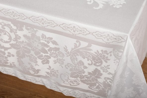 Finezza Raya Lüx Jakar Bambu Kumaş Gri Masa Örtüsü 160x220 cm  - 1243 - 12