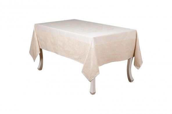 Finezza Ayda Lüx Jakar Polycotton Bej TP Kumaş  Masa Örtüsü 160x220 cm - 1246 - 6