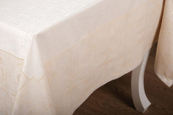 Finezza Ayda Lüx Jakar Polycotton Bej TP Kumaş  Masa Örtüsü 160x220 cm - 1246 - 9