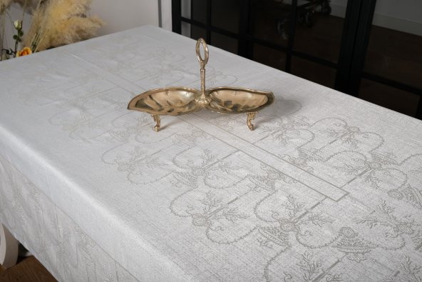Finezza Ayda Lüx Jakar Polycotton Taş TP Kumaş  Masa Örtüsü 160x220 cm - 1247 - 6