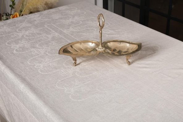 Finezza Ayda Lüx Jakar Polycotton Gri TP Kumaş  Masa Örtüsü 160x220 cm - 1248 - 9
