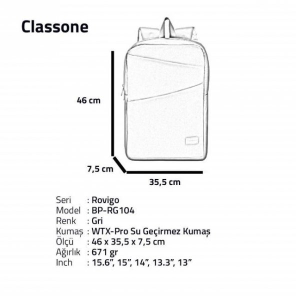 BP-RG104 Rovigo BP-RG100 WTXpro Su geçirmez Kumaş 15.6 Notebook Laptop - 2