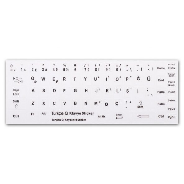 Notebook Klavye Türkçe Q Beyaz Sticker, Klavye Etiketi