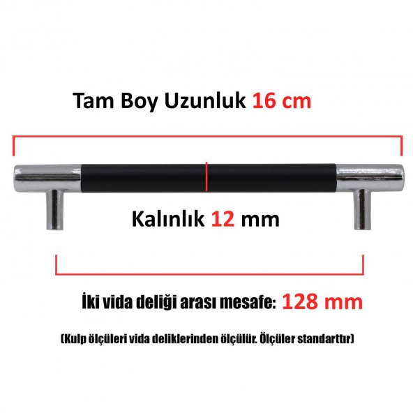 (KROM MAT SİYAH) Çekmece Dolap Kulpu Kulp 128 mm - Resim 2