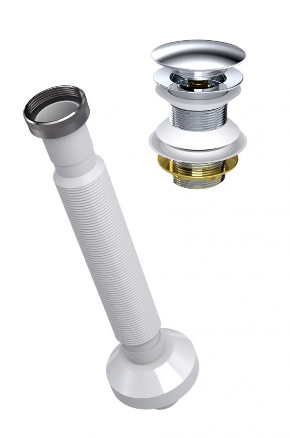 Monavit Pirinç + Zamak Klik Klack Lavabo Süzgeci ve Ø32 Sifon