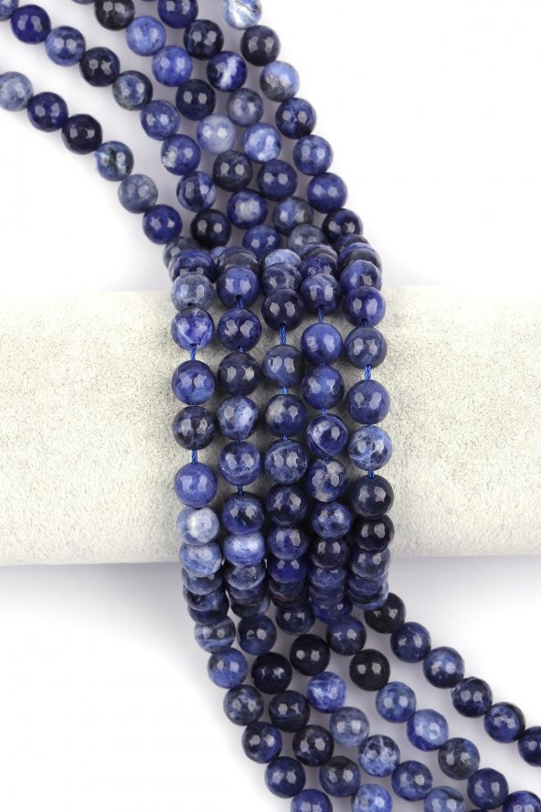 Sodalit Doğal Taş Dizi 8 mm Fasetli Küre Kesim ürün görseli 1