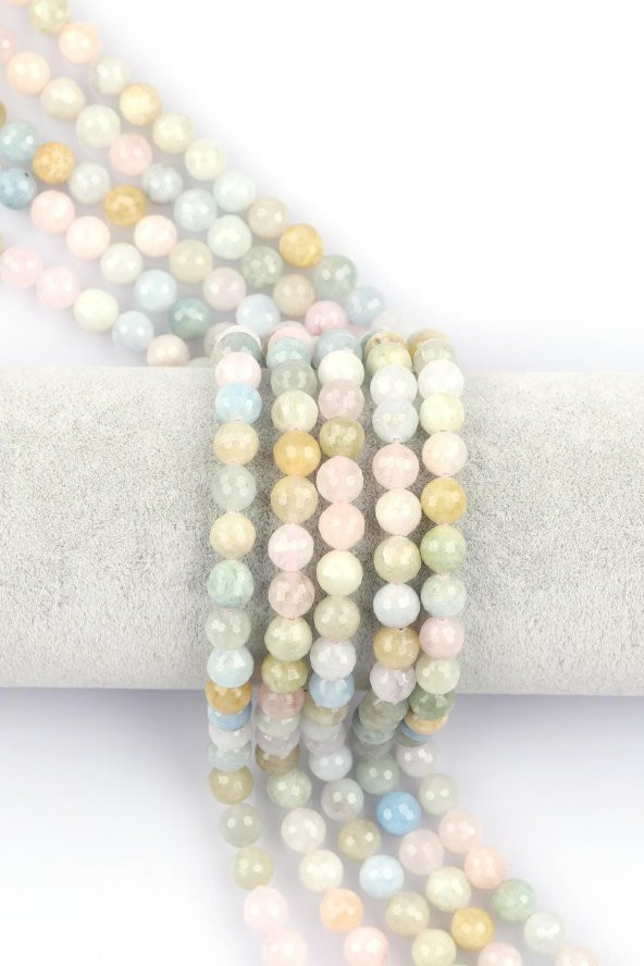 Akuamarin – Heliodor – Morganit Doğal Taş Dizi 8 mm Fasetli Küre Kesim ürün görseli