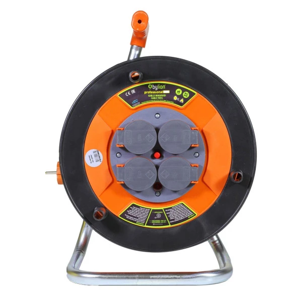 Bylion 20 Metre 3x1.5 mm Seyyar Makaralı Uzatma Kablosu Kapaklı Termal Sigortalı - 4