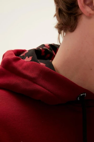 Bad Bear Bad Neck Kapüşonlu Erkek Lava Sweatshirt Bordo - 6