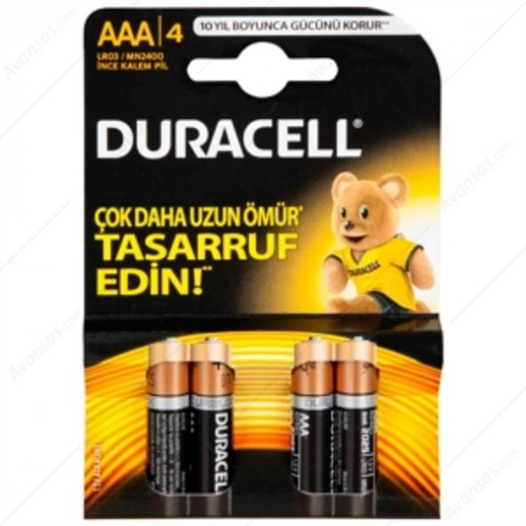 Duracell Alkalin İnce Kalem Pil (AAA) 4 LÜ Kartela