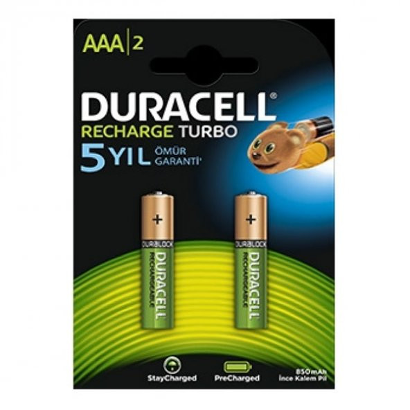 Duracell Şarjlı İnce Kalem Pil (AAA) 900 MAH 2 Lİ