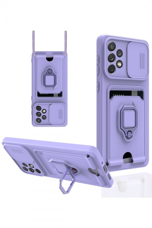 Samsung Galaxy A53 Kılıf Zuma Kamera Sürgülü İpli Silikon Kılıf - 6