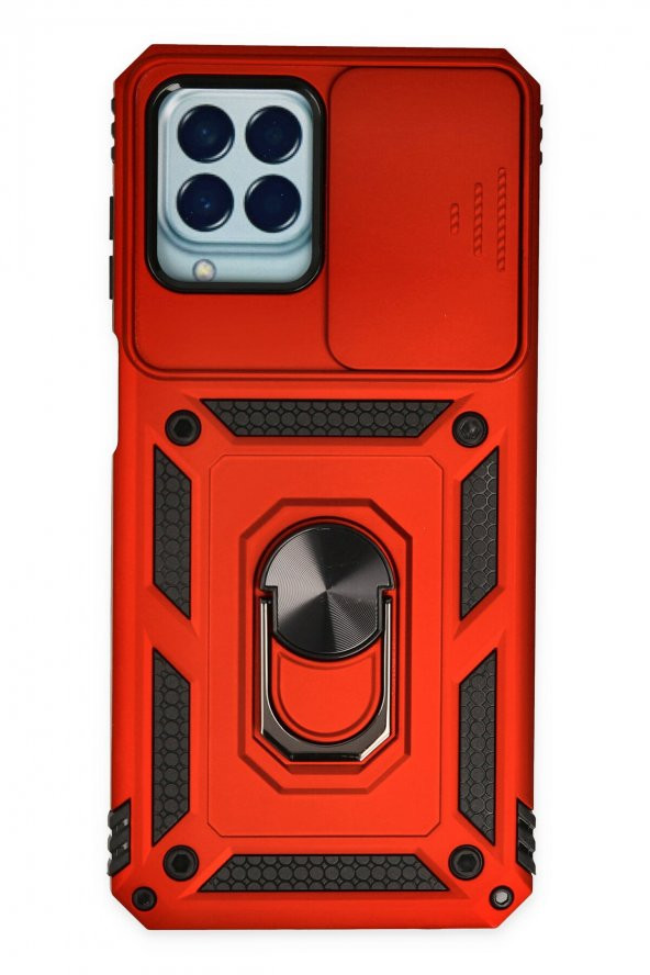 Samsung Galaxy M33 Kılıf Pars Lens Yüzüklü Standlı Silikon Kılıf - 3