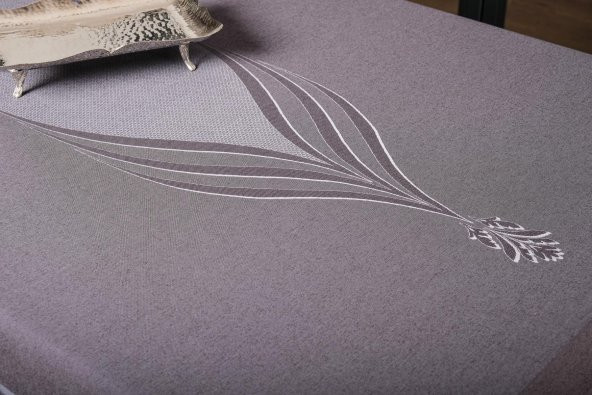 Finezza Aslı Lüx Jakar Polycotton TP Kumaş  Füme Masa Örtüsü 160x300 cm  - 1255 - 8