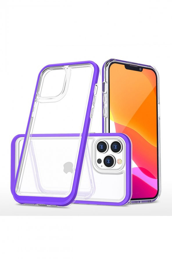iPhone 13 Pro Kılıf Lims Arkası Şeffaf Tasarım Silikon Kılıf - 4