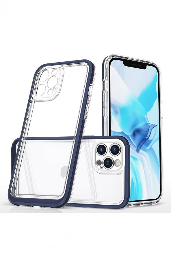 iPhone 12 Pro Kılıf Lims Arkası Şeffaf Tasarım Silikon Kılıf - 3