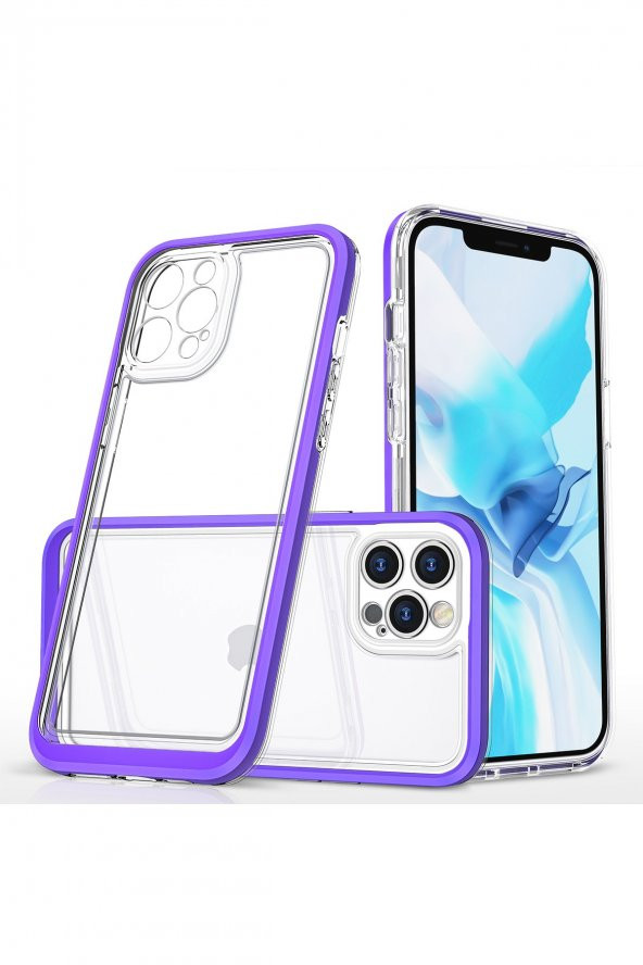 iPhone 12 Pro Kılıf Lims Arkası Şeffaf Tasarım Silikon Kılıf - 4