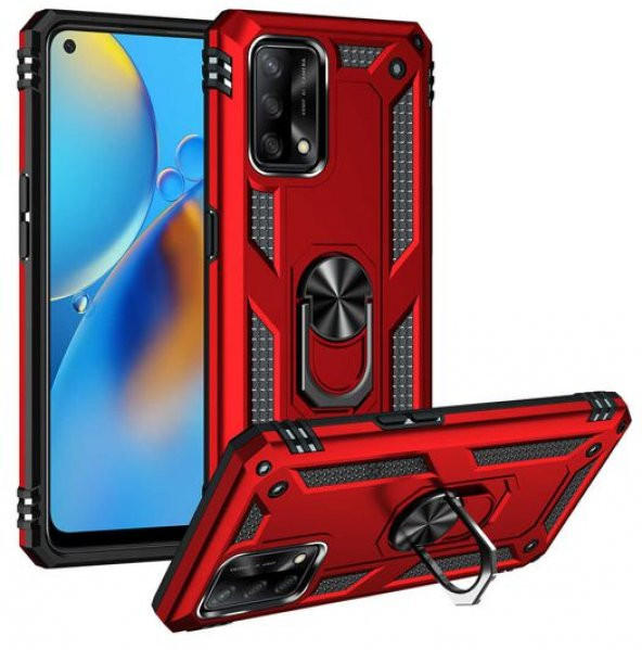 Oppo A55 4G Kılıf Sofya Yüzüklü Standlı Zırhlı Silikon Kılıf - 2