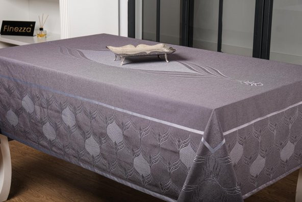 Finezza Aslı Lüx Jakar Polycotton  TPKumaş  Füme Masa Örtüsü 160x220 cm  - 1256 - 3