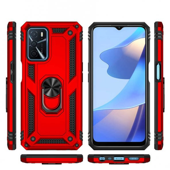 Oppo A16 Kılıf Sofya Yüzüklü Standlı Zırhlı Silikon Kılıf - 2