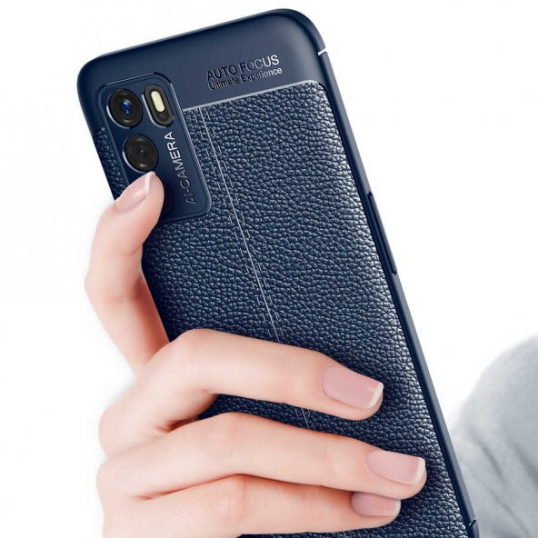Oppo A16 Kılıf Focus Derili Kamera Korumalı Silikon Kılıf - 5