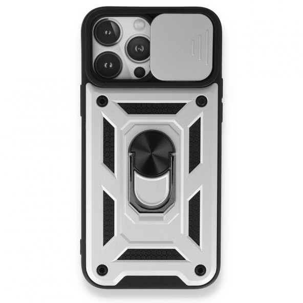 iPhone 13 Pro Max Kılıf Pars Lens Yüzüklü Standlı Silikon Kılıf - 3