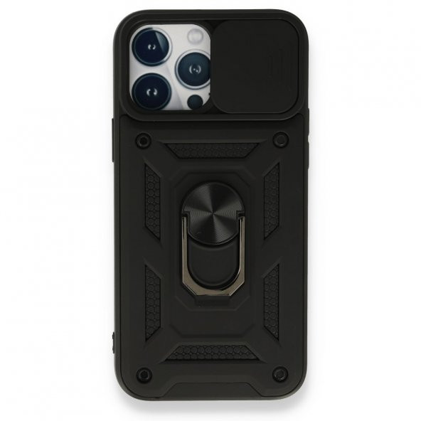 iPhone 13 Pro Kılıf Pars Lens Yüzüklü Standlı Silikon Kılıf