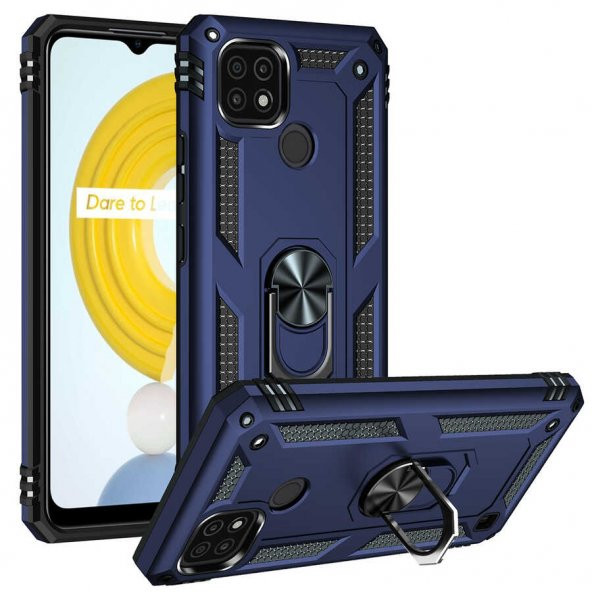 Realme C21 Kılıf Sofya Yüzüklü Standlı Silikon Kılıf - 3