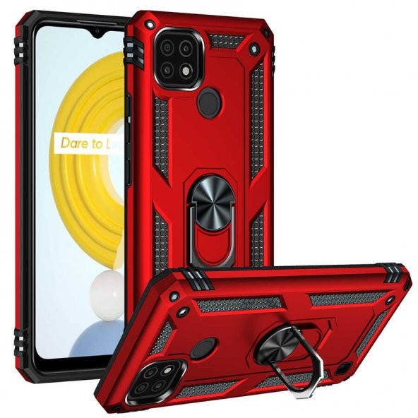 Realme C21 Kılıf Sofya Yüzüklü Standlı Silikon Kılıf - 4