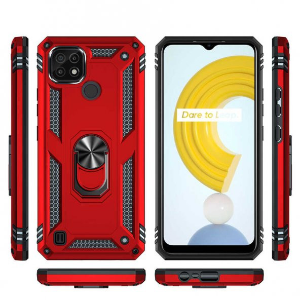 Realme C21 Kılıf Sofya Yüzüklü Standlı Silikon Kılıf - 8