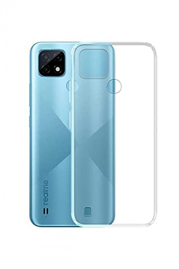 Realme C21 Kılıf Lüx Kamera Korumalı Şeffaf Silikon Kılıf