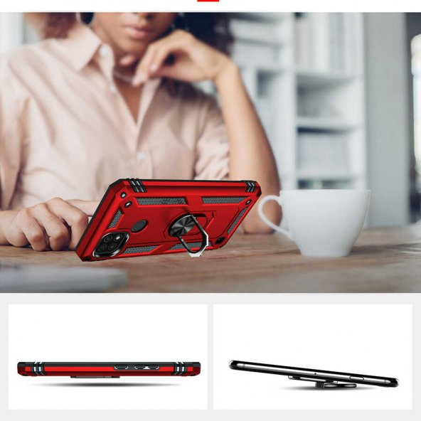 Realme C21 Kılıf Sofya Yüzüklü Standlı Silikon Kılıf - 9