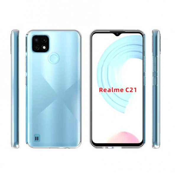 Realme C21 Kılıf Lüx Kamera Korumalı Şeffaf Silikon Kılıf - Resim 3