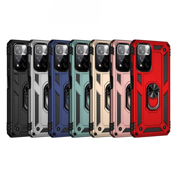Xiaomi Redmi Note 11 Pro Kılıf Sofya Yüzüklü Stand Silikon Kılıf - 2
