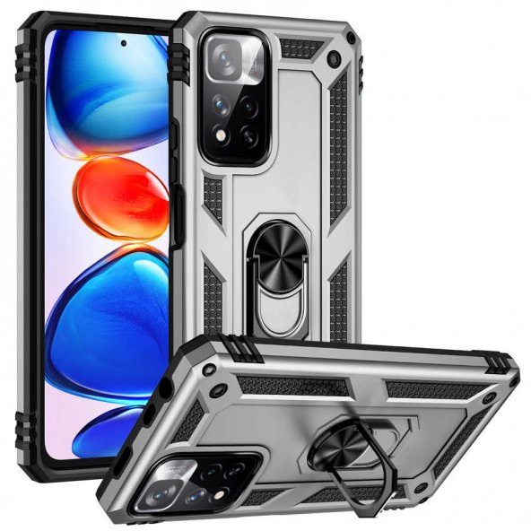 Xiaomi Redmi Note 11 Pro Kılıf Sofya Yüzüklü Stand Silikon Kılıf - 5