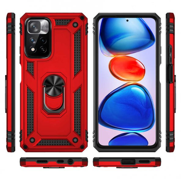 Xiaomi Redmi Note 11 Pro Kılıf Sofya Yüzüklü Stand Silikon Kılıf - 10